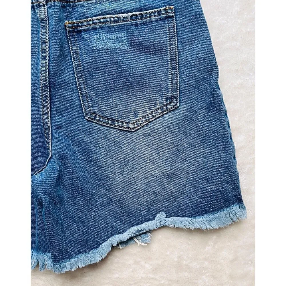 NWT superdown Lennon Distressed Mid Short in Dark Blue, Size 27